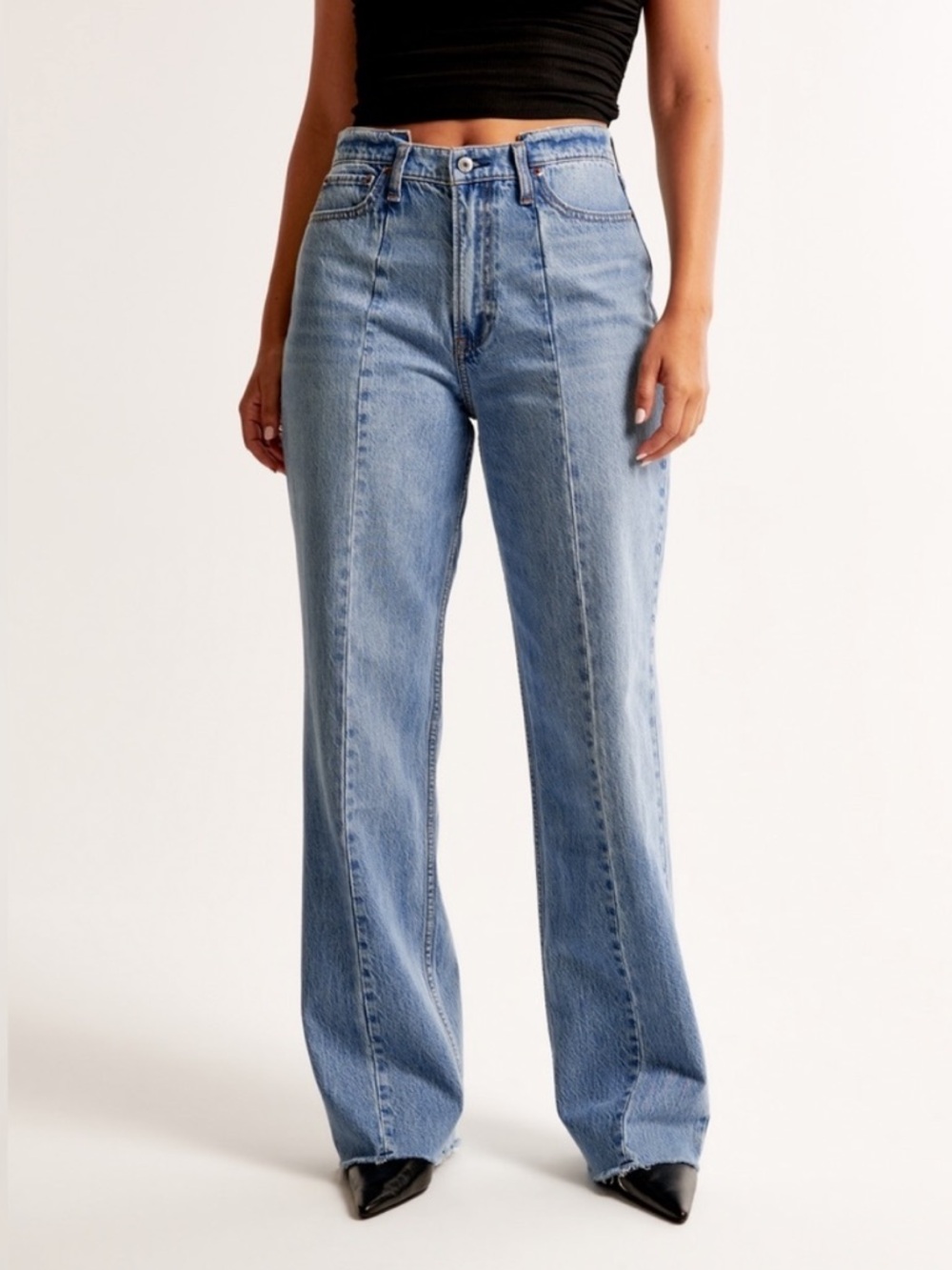 Abercrombie Curve Love The 90s Relaxed  Jean High Rise Vertical splice